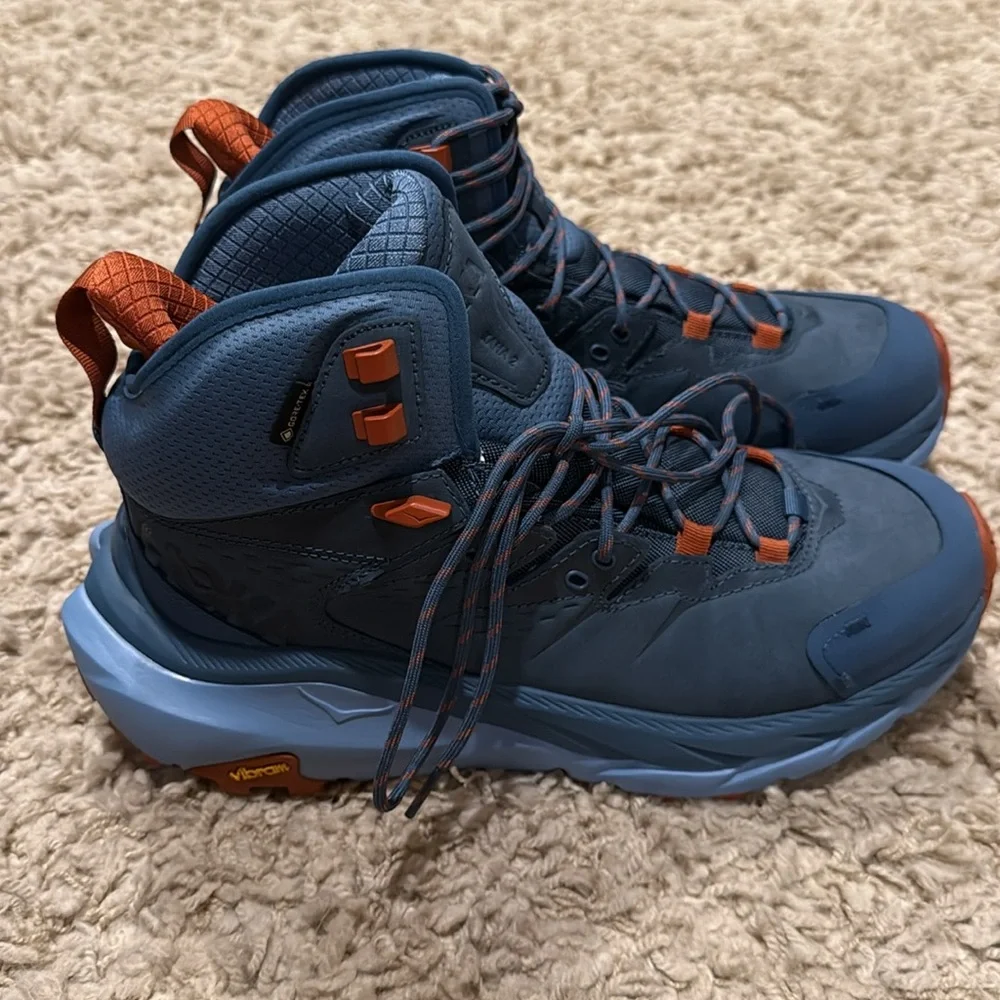 NIB Hoka One Men's Navy and Orange Boots M Kaha 2 GTX Hiking Shoes - Picture 4 of 7